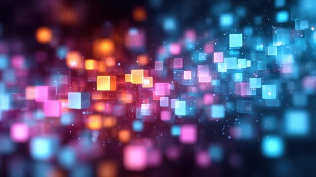 Abstract glowing cubes in vibrant colors