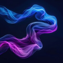 Obraz premium Vibrant Wavy Lines in Blue and Pink on Dark Background