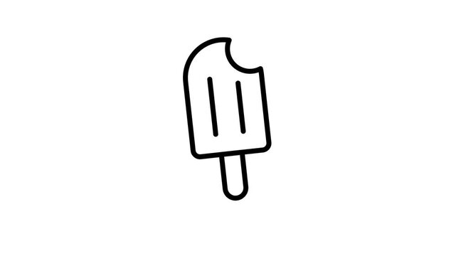 Popsicle ice cream animated icon biting on white background