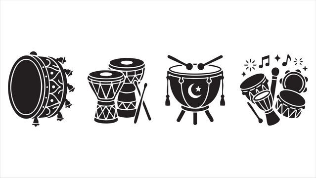 Traditional drum and percussion instrument collection for cultural festivals and musical performances