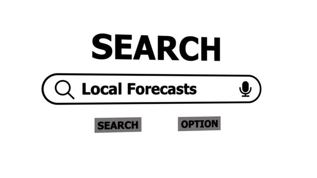 Weather Search Interface Local Forecasts Online Search Bar Weather App . 4k animation motion graphics video.