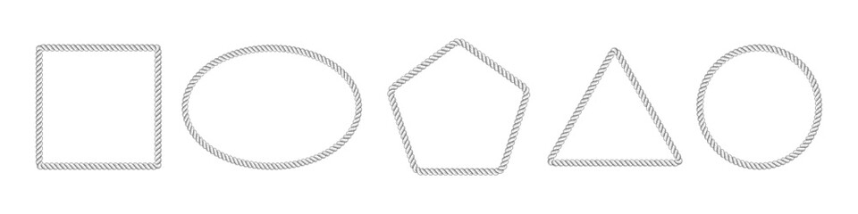 Nautical rope brush and decorative frames seamless shapes. Vector set of braided maritime patterns, loops, and ornamental designs for sea-themed illustrations and vintage projects. © Konstantin