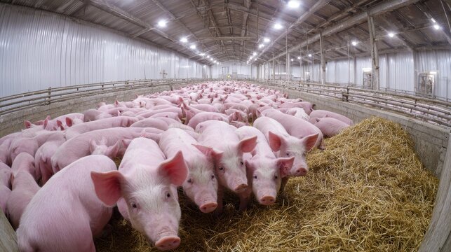 Pigs in a large indoor farm