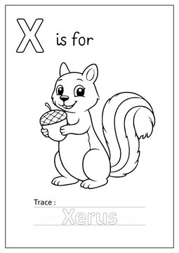 Xerus alphabet coloring worksheet