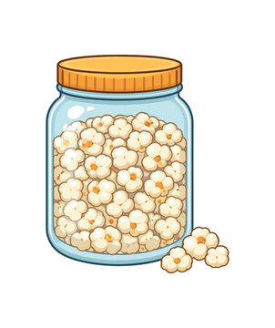 colored flat icon vector illustration snack jar with popcorn air popped plain low fodmap crunch