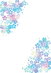 ステンシル文様桜、背景、イラスト、青紫、キラキラ、かわいい、縦