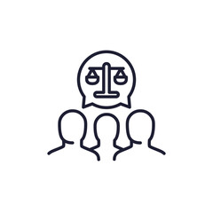 Obraz premium class action line icon with people, collective legal case
