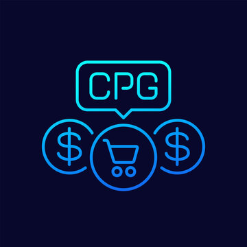 CPG icon, Consumer Packaged Goods, retail and business line vector design