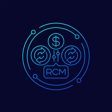 RCM icon, Revenue cycle management, linear design