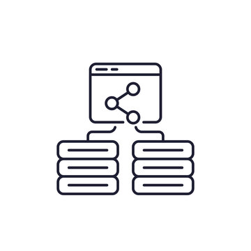 shared servers, hosting line icon