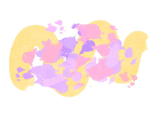 ポップなカラフルなインクの抽象的な背景フレーム　パステル、イエロー、パープル