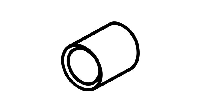Minimalist black line icon of a tater tot cylinder on white background for food or culinary designs