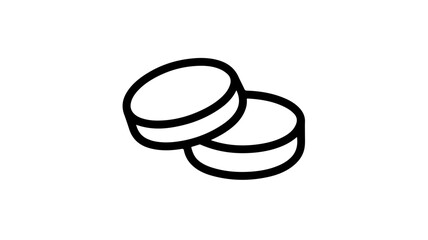 Minimalist black line icon of two english muffins on white background for food or breakfast concept