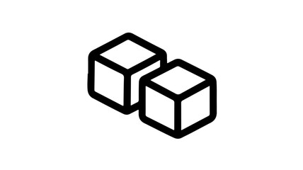 Obraz premium Minimalist black line icon of two sugar cubes on white background for design and decoration