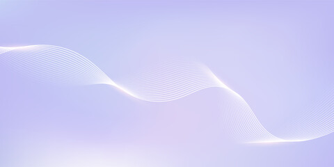 Abstract pastel purple gradient background with white subtle wavy lines - futuristic minimalist vector illustration. Elegant pale curved stripes, smooth dynamic swooshes. Light clean design template.