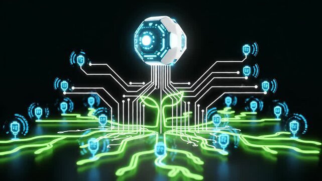 Neon Circuit City Lights Technology Visuals.