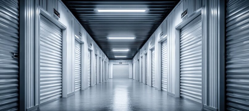 Storage units in a long hallway