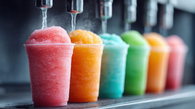 Colorful Slushies Being Dispensed
