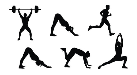 Fitness and Exercise Silhouettes illustration (168