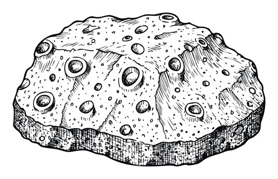 Rough textured space rock or asteroid with numerous craters representing cosmic exploration and astronomical phenomena for educational materials or science fiction projects