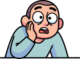 Naklejka premium Shocked man cartoon face asking wait what with confused expression