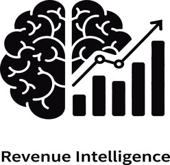 Brain Icon with Growing Bar Chart and Arrow Symbolizing Revenue Intelligence