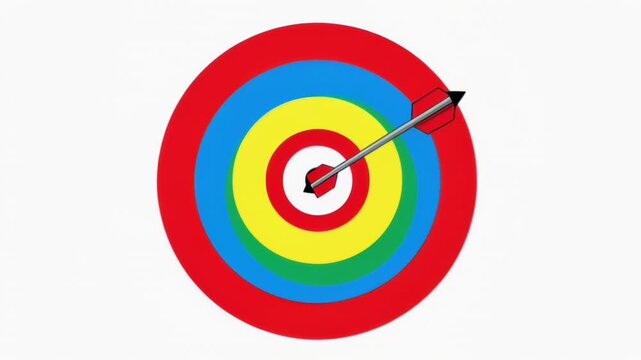 Colorful Archery Target with Arrow Hit at the Bullseye in a Sport Setting.