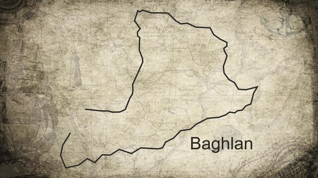 Baghlan Afghanistan map drawn on a cartography background sheet of paper