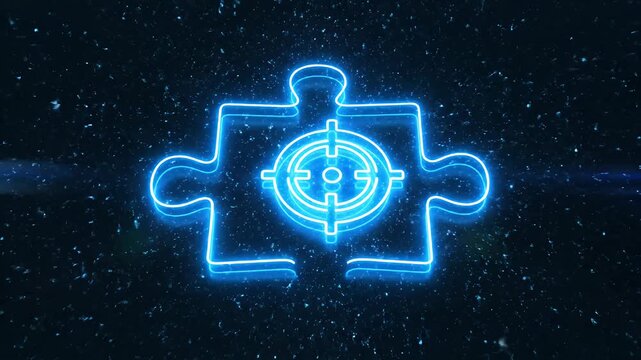 Dynamic Neon Puzzle Piece With Center Target.