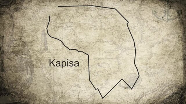 Kapisa Afghanistan map drawn on a cartography background sheet of paper