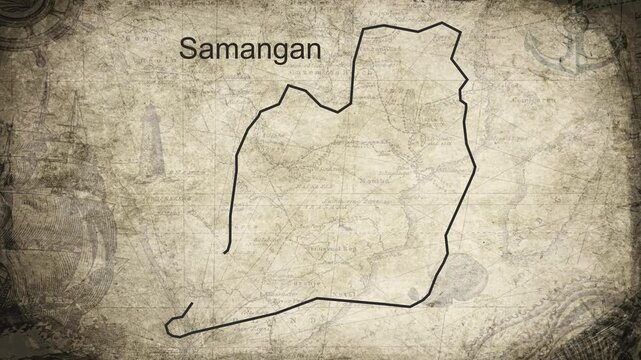 Samangan Afghanistan map drawn on a cartography background sheet of paper
