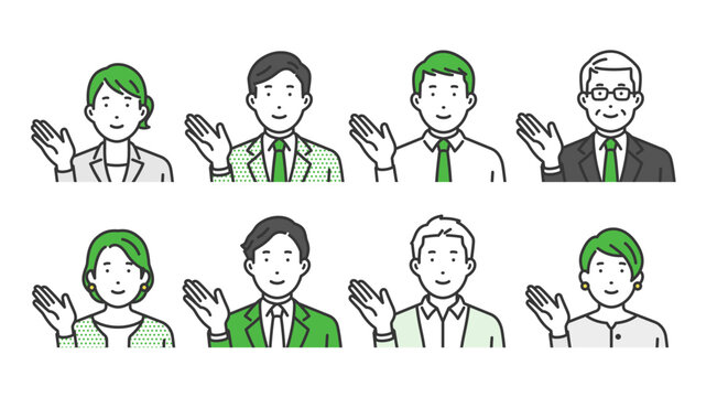 案内,ビジネス男女アバターアイコンセット