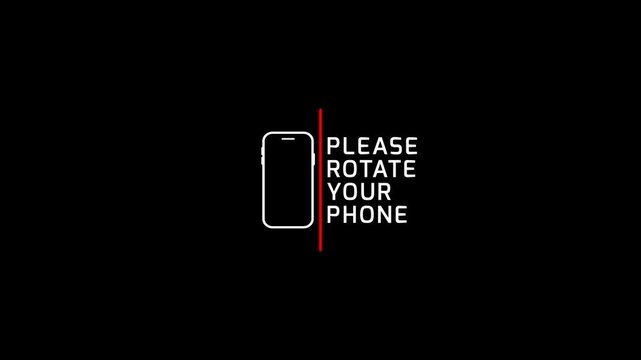 Please rotate your phone animation 4k video on black background, Turn you Smartphone and rotate device screen, Phone flip sign, Rotate device screen On Black Background