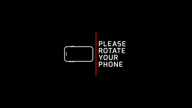 Please rotate your phone animation 4k video on black background, Turn you Smartphone and rotate device screen, Phone flip sign, Rotate device screen On Black Background