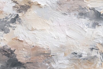 Textured Acrylic Painting Background with Beige White Gray Hues Abstract Brush Strokes Creative Design Modern Artistic Art Surface Backdrop Wallpaper