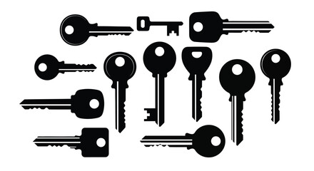 Collection of various black keys depicted in a simple graphic style © Design lens