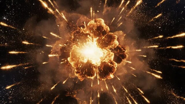 Explosive supernova with bright light and debris in outer space