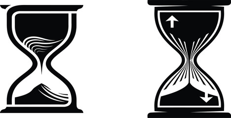 Hourglass Icons: Time Passing and Countdown with Sand Flow