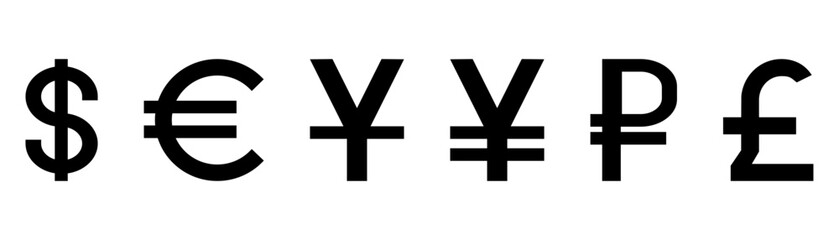 Obraz premium Currency icons. Black color. Money.