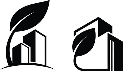 Eco-friendly Buildings and Leaf Logos: Sustainable Architecture & Nature Symbols