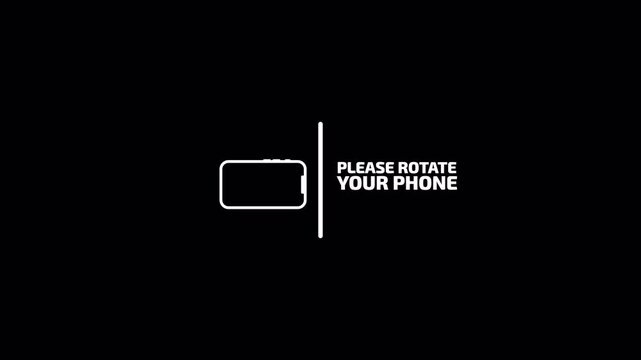 Rotate Phone to Landscape Mode Instruction Animation: Minimalist UI/UX Motion Graphic on Black Background 4k video animation seamless loop