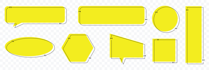 Fototapeta premium Quote box frames set. textbox frame design template. blank template quote text info design boxes quotation bubble blog quotes symbols. vector illustration. .EPS 10 .