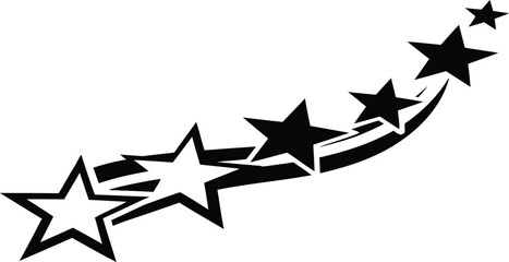 Black and White Stars Trail Graphic Design Element, Simple Swirl