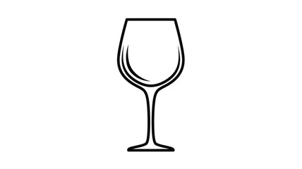 Obraz premium Minimalist black outline of a wine glass simple design silhouette