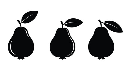 Three dark pear shapes with leaves a striking silhouette © Hiron