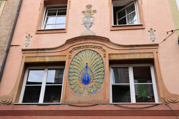 Obraz premium Historic facade in the city of Bolzano, South Tyrol, Italy 