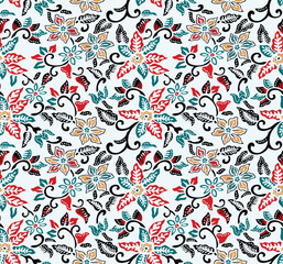 Naklejka premium Japanese Colorful Luxury Flower Vector Seamless Pattern