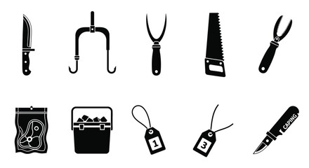Fototapeta premium Household Hardware and Utility Tools Icons Set Vector