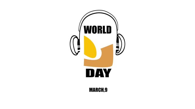 World DJ Day Greeting Animation with Rotating Vinyl Icon and Headphones