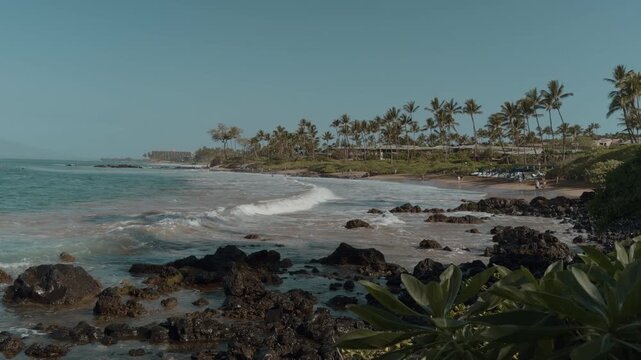 Mokapu Beach Park. Wailea Beach Paths, South Maui, Hawaii. Andaz Maui at Wailea Resort. Pacific ocean. Kula Volcanics
